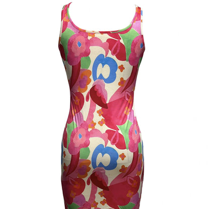 Ladies' Casual Printed Dress - U-Neck, Waist Cinching for Flattering Fit - Buy Center US