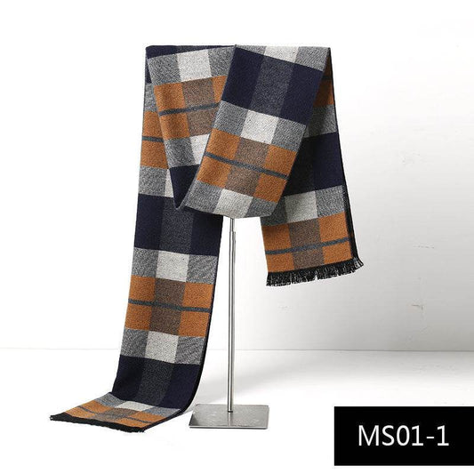 Buycenter Men's Cashmere Warm Scarf - Stylish Grid Design for Autumn - Buy Center US