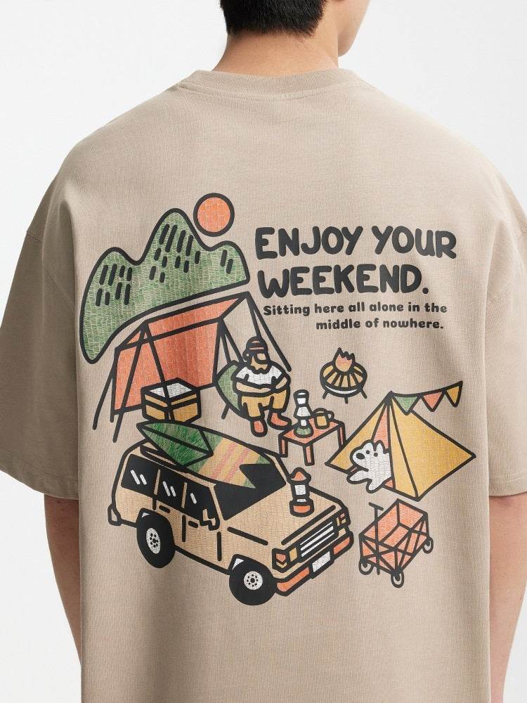 Outdoor Camping Printed T-Shirt - Loose Fit, Short Sleeve, Summer Style - Buy Center US