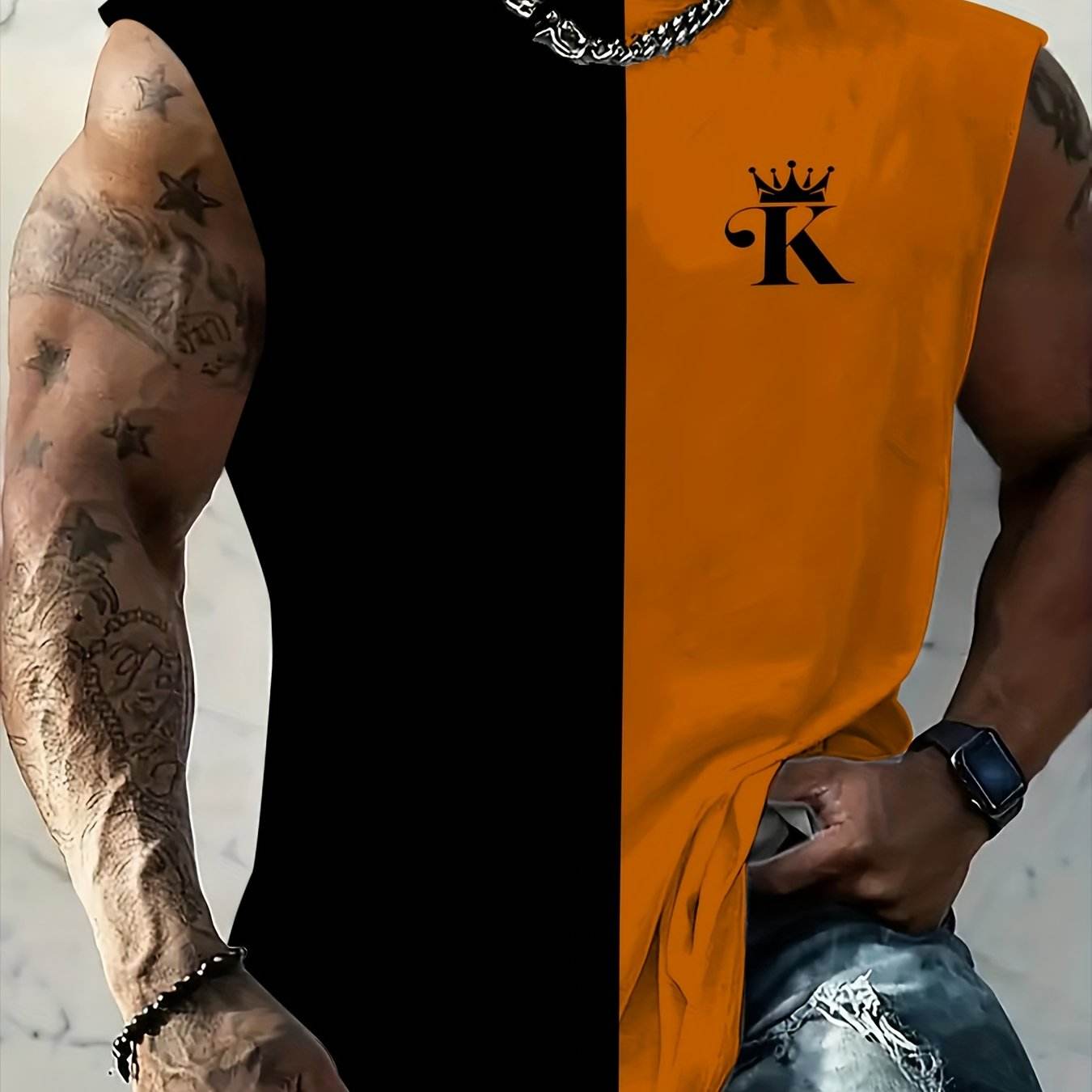 Men's 3D Color Block Sleeveless T-Shirt - Breathable Gym Sportswear - Buy Center US