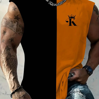 Men's 3D Color Block Sleeveless T-Shirt - Breathable Gym Sportswear - Buy Center US