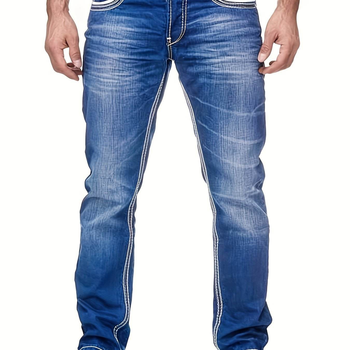 Men's Distressed Skinny Jeans - Medium Stretch Denim Pants for Casual Style - Buy Center US