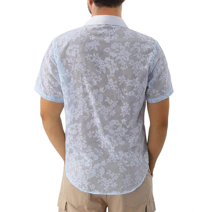 Buycenter Hawaiian Jacquard Shirt - Short Sleeve Casual Beachwear - Buy Center US