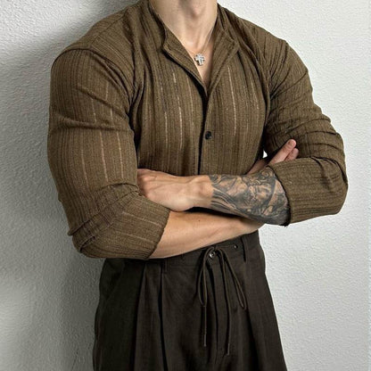 Solid Color Hollow Cardigan - Slim Fit, Long Sleeve, Elastic Hemp Fabric - Buy Center US