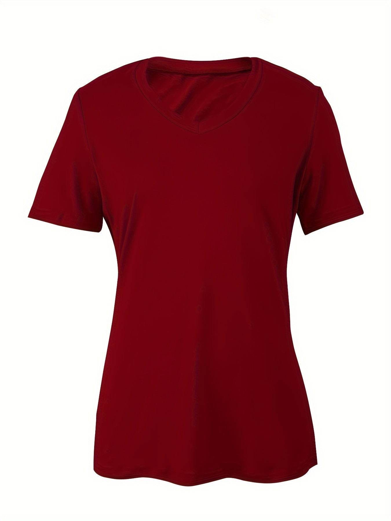 Women's V-neck Slim-fit Top - Short Sleeve, Available in Multiple Colors - Buy Center US
