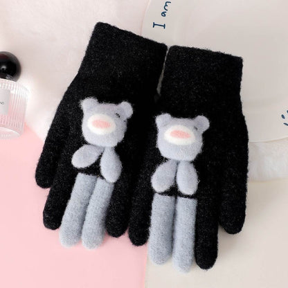 Cartoon Cute Five Finger Gloves - Warm Alpaca for Winter Comfort - Buy Center US