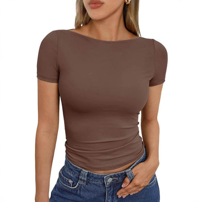 Slim Fit Round Neck Tops - Hot Girl Style for Going Out, Available in 4 Colors - Buy Center US