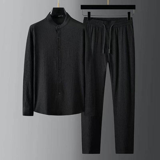 Buycenter Men’s Casual Summer Seersucker Suit - Light Thin Striped Shirt - Buy Center US