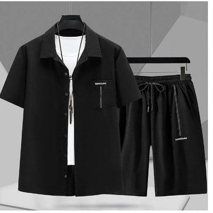 Buycenter Men's Short Sleeve Cardigan Suit - Casual Cotton Shirt & Pants - Buy Center US