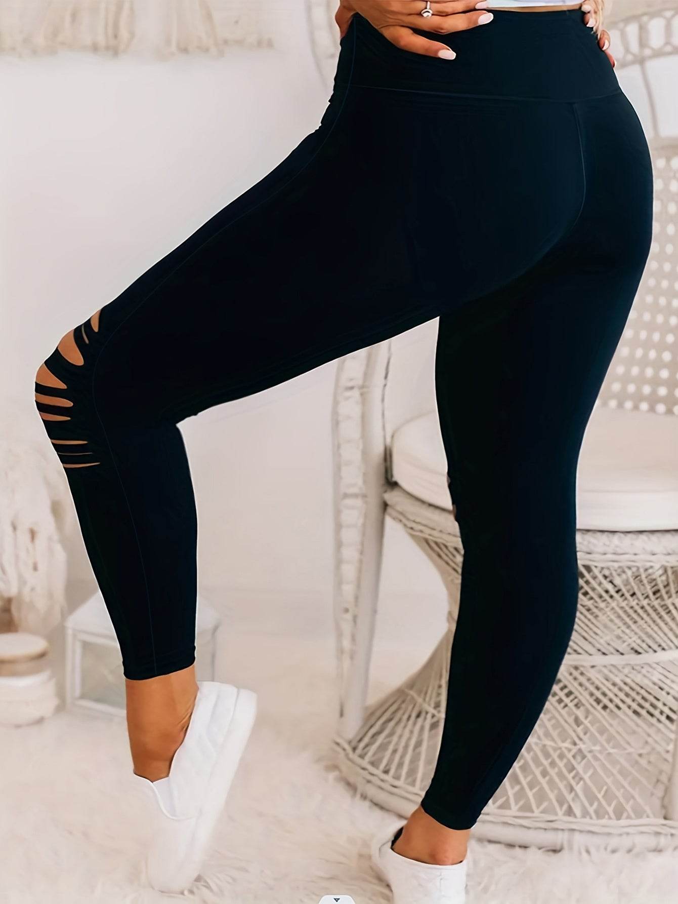 Plus Size Burnt Flower Solid Color Women's Pants - Stylish & Comfortable - Buy Center US