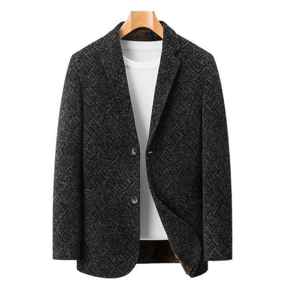 Buycenter Casual Chenille Suit Jacket for Men - Slim Fit Dark Blue & Brown - Buy Center US
