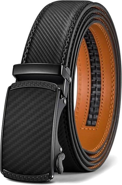 Buycenter Men's Leather Belt - Versatile Cowhide Automatic Buckle, Black - Buy Center US