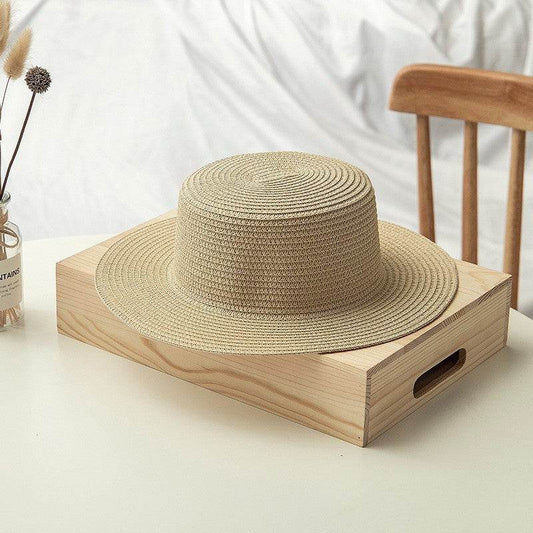 Ladies Flat Top Shade Straw Hat - Stylish & Versatile Sun Protection - Buy Center US