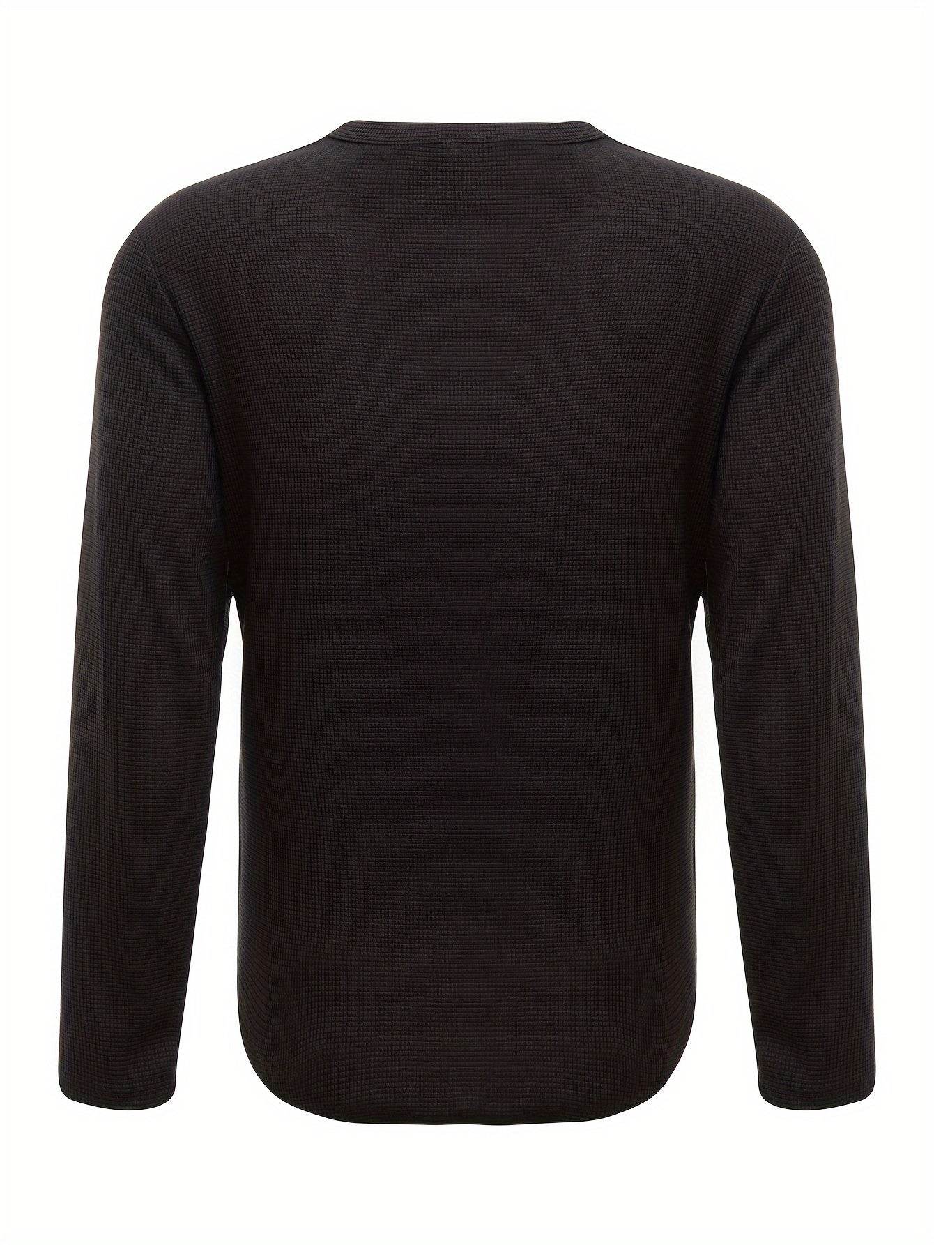Men's Waffle V Neck Long Sleeve Active T-shirt - Comfy Casual Wear - Buy Center US