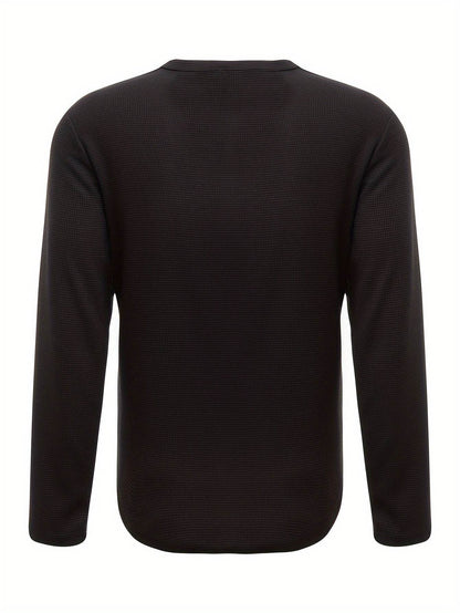 Men's Waffle V Neck Long Sleeve Active T-shirt - Comfy Casual Wear - Buy Center US