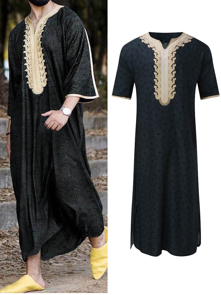 Buycenter Men’s Short Sleeve Rompers - Arab Ethnic Style for Autumn - Buy Center US