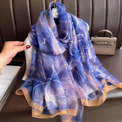 Elegant Long Silk Scarf - Mysterious Forest Design for Spring Fashion - Buy Center US