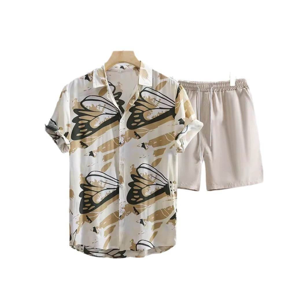 Buycenter Men's Casual Printed Short Sleeve Shirt & Pants Outfit Set - Buy Center US