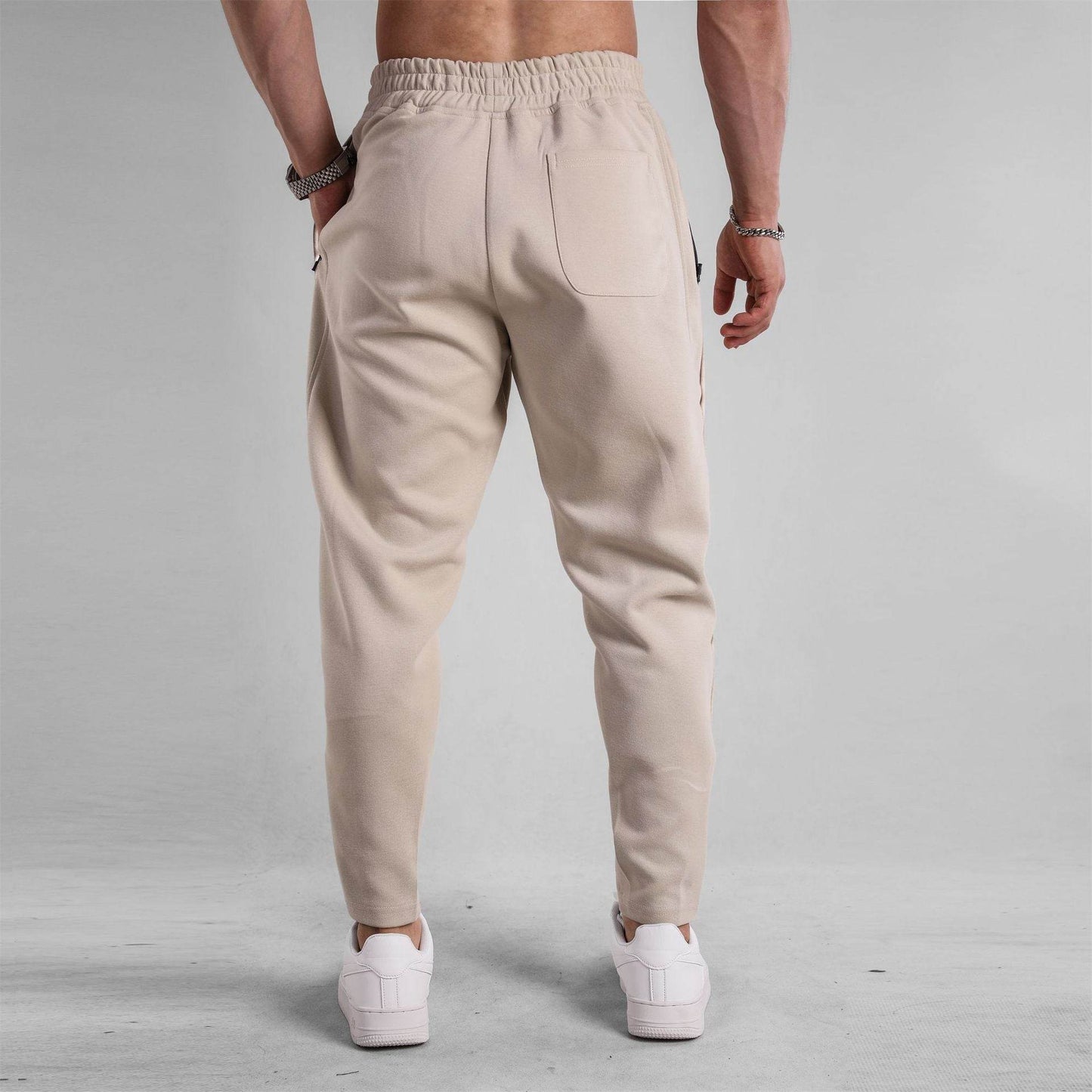 Slim Fit Ankle Banded Pants - Zipper Design & Drawstring Style - Buy Center US