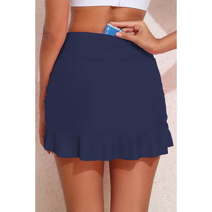 Stylish Women's Pleating Ruffled Shorts - Solid Color, Comfortable Fit - Buy Center US