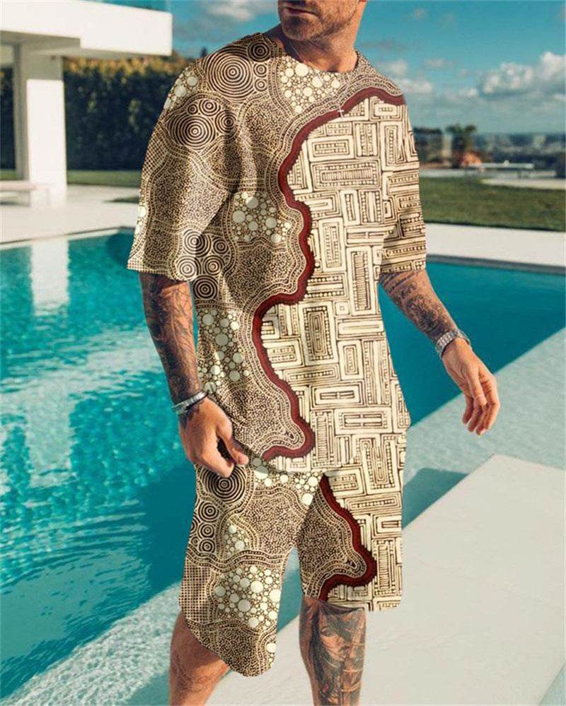 Simple Men's 3D Print Oversized Shirt & Shorts Set - Comfortable Style - Buy Center US