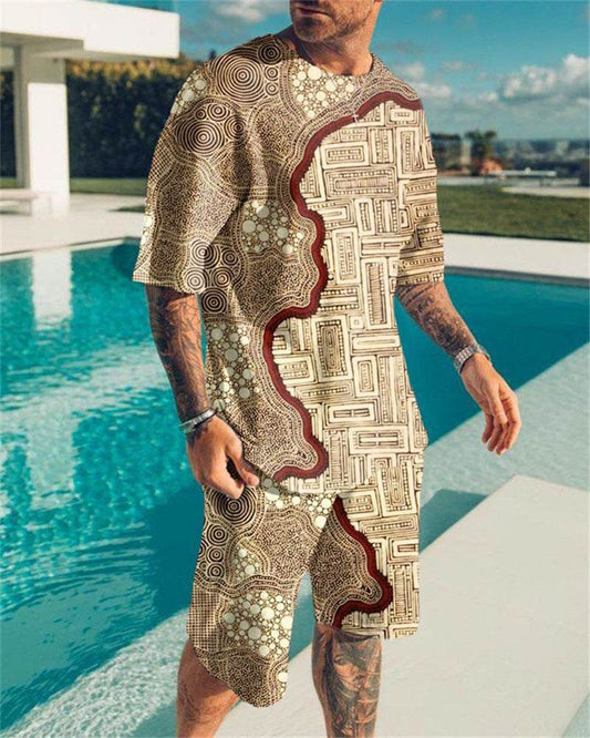 Simple Men's 3D Print Oversized Shirt & Shorts Set - Comfortable Style - Buy Center US