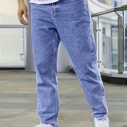 Men’s Loose-Fit Jeans - Cotton Blend All-Season Denim with Pockets - Buy Center US