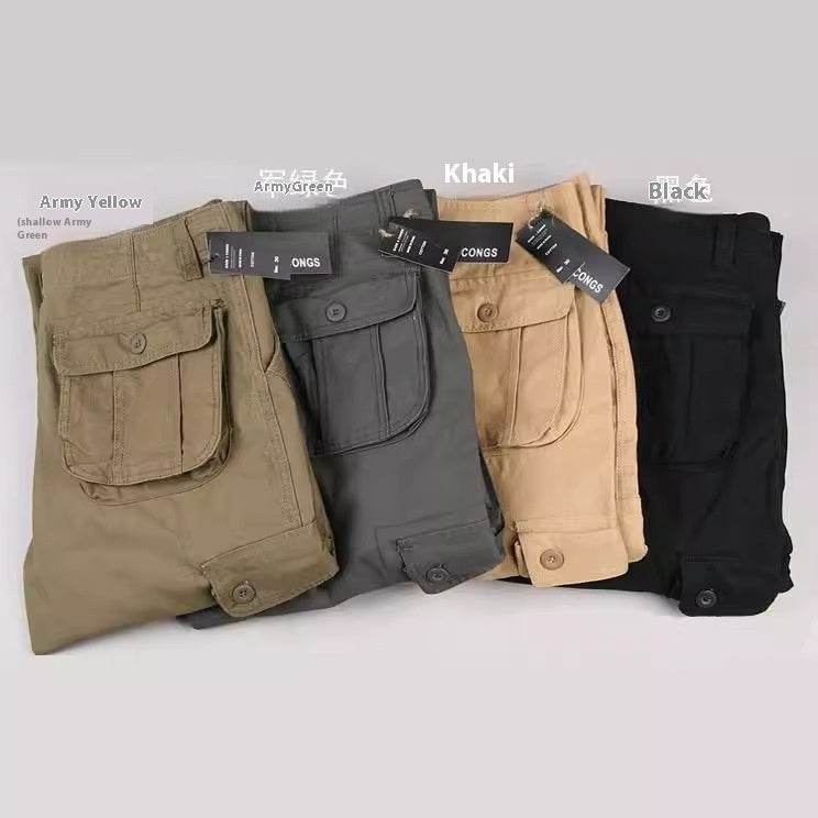 Buycenter Multi-Pocket Men's Casual Pants - Loose Fit & Stone Washed - Buy Center US