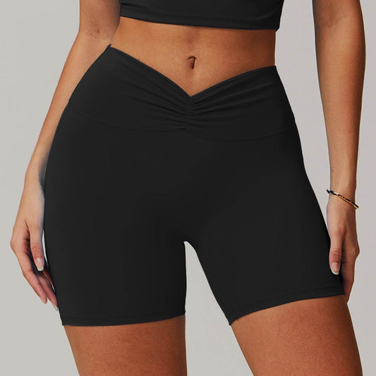 Peach High Waist Yoga Pants - Pleated Hip Raise for Comfort and Style - Buy Center US
