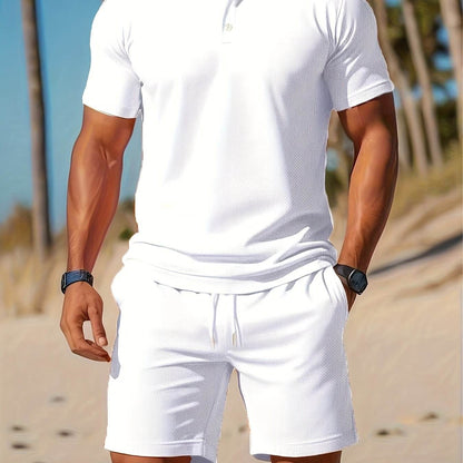 Men's Casual Summer Polo & Shorts Set - Breathable Quick-Dry Fabric - Buy Center US