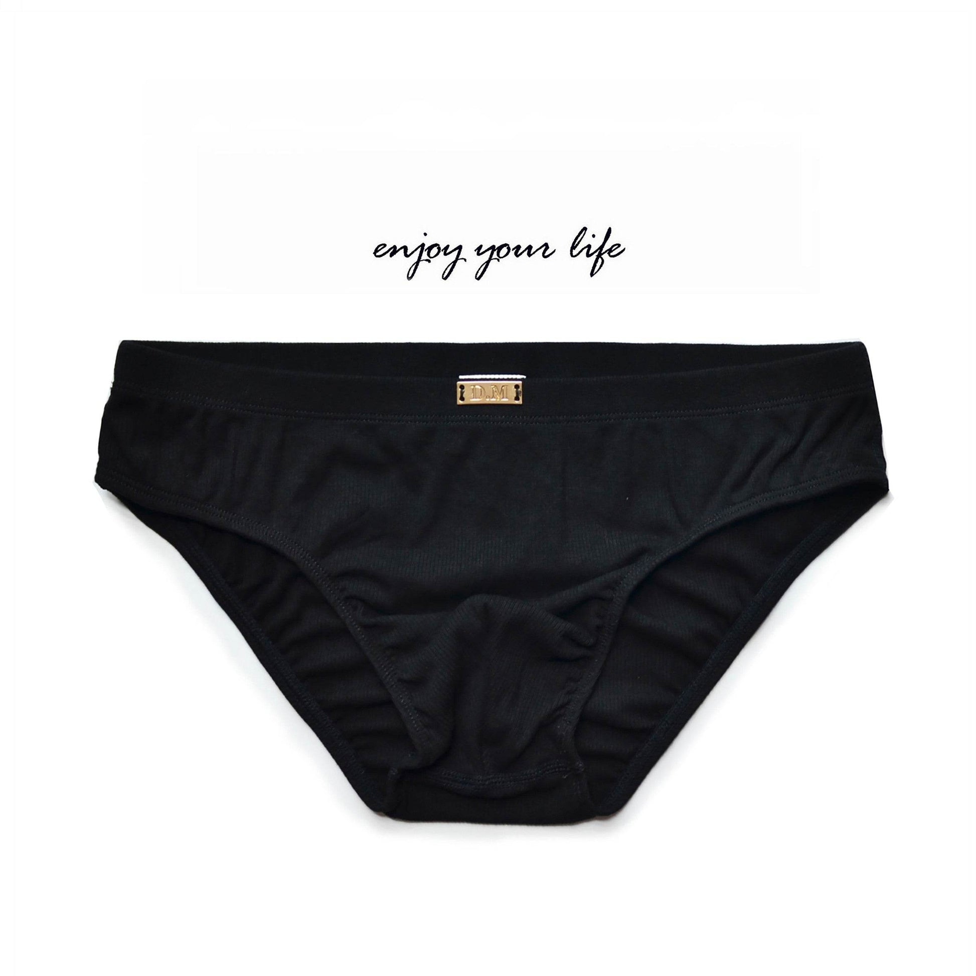 Buycenter Men's Simple Metal Label Briefs - Modal, Low Waist Underwear - Buy Center US