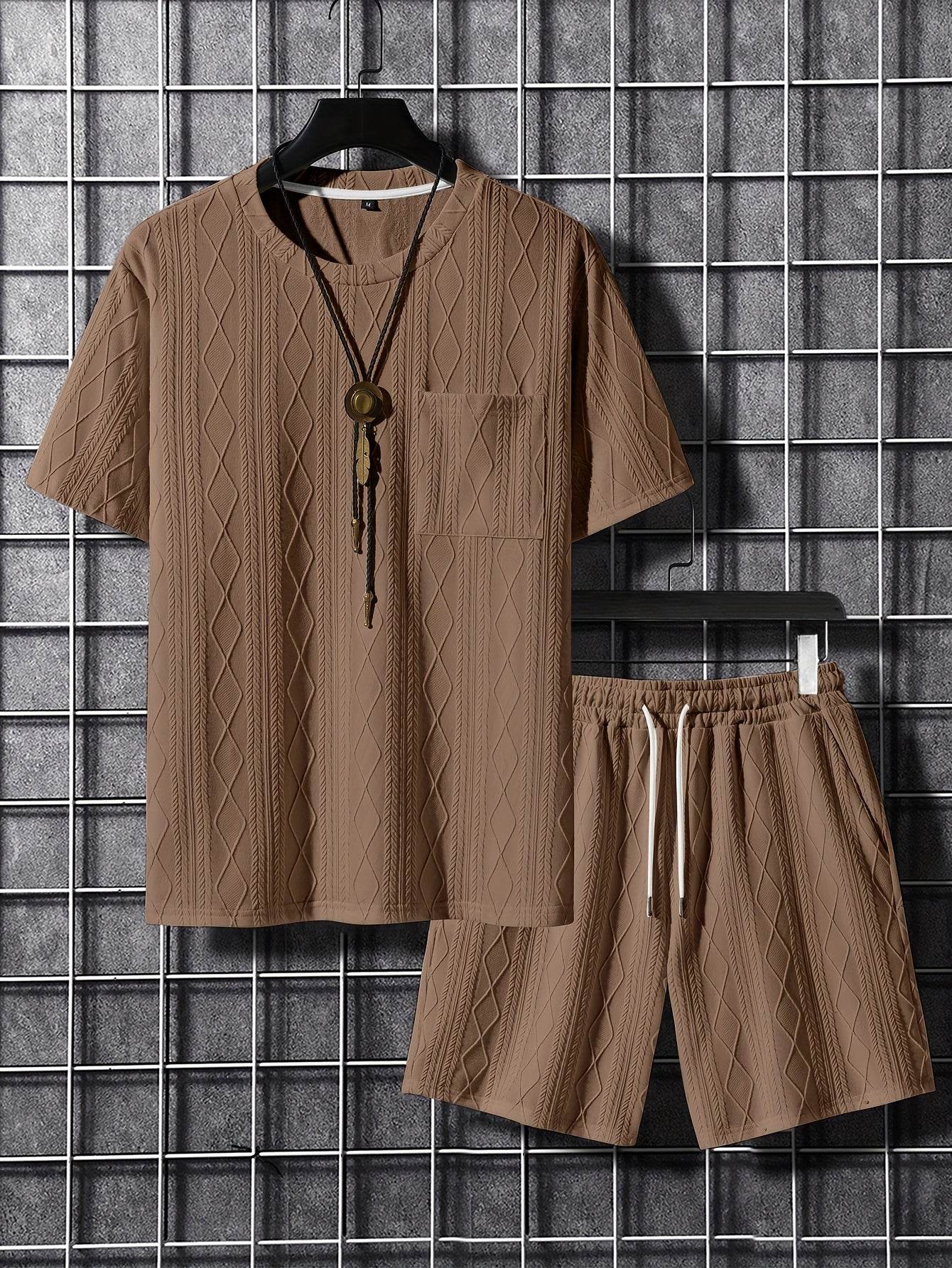 Men's Casual Outfit - Solid Color, Stretchy Knit Fabric for All Seasons - Buy Center US