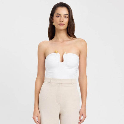 Solid Color Backless Pleated T-shirt - Slim Fit Sleeveless Top - Buy Center US