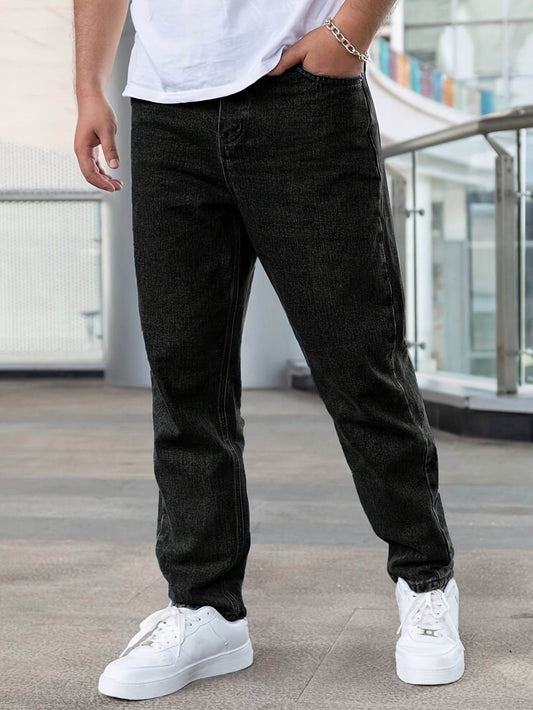 Men’s Loose-Fit Jeans - Cotton Blend All-Season Denim with Pockets - Buy Center US