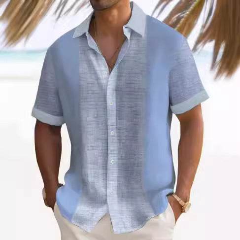 Buycenter Men's Short Sleeve Striped Beach Shirt - Casual & Stylish Fit - Buy Center US