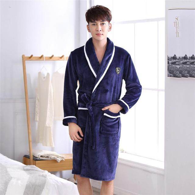 Buycenter Elegant Winter Flannel Robe Gown - Comfortable Casual Sleepwear - Buy Center US