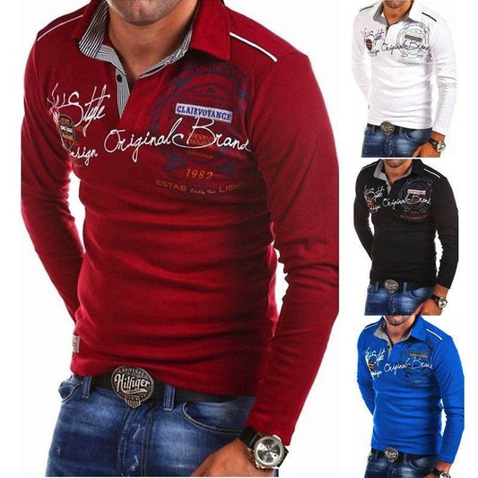Autumn & Winter Lapel Long Sleeved T-Shirt - Loose Fit, Stylish Colors - Buy Center US