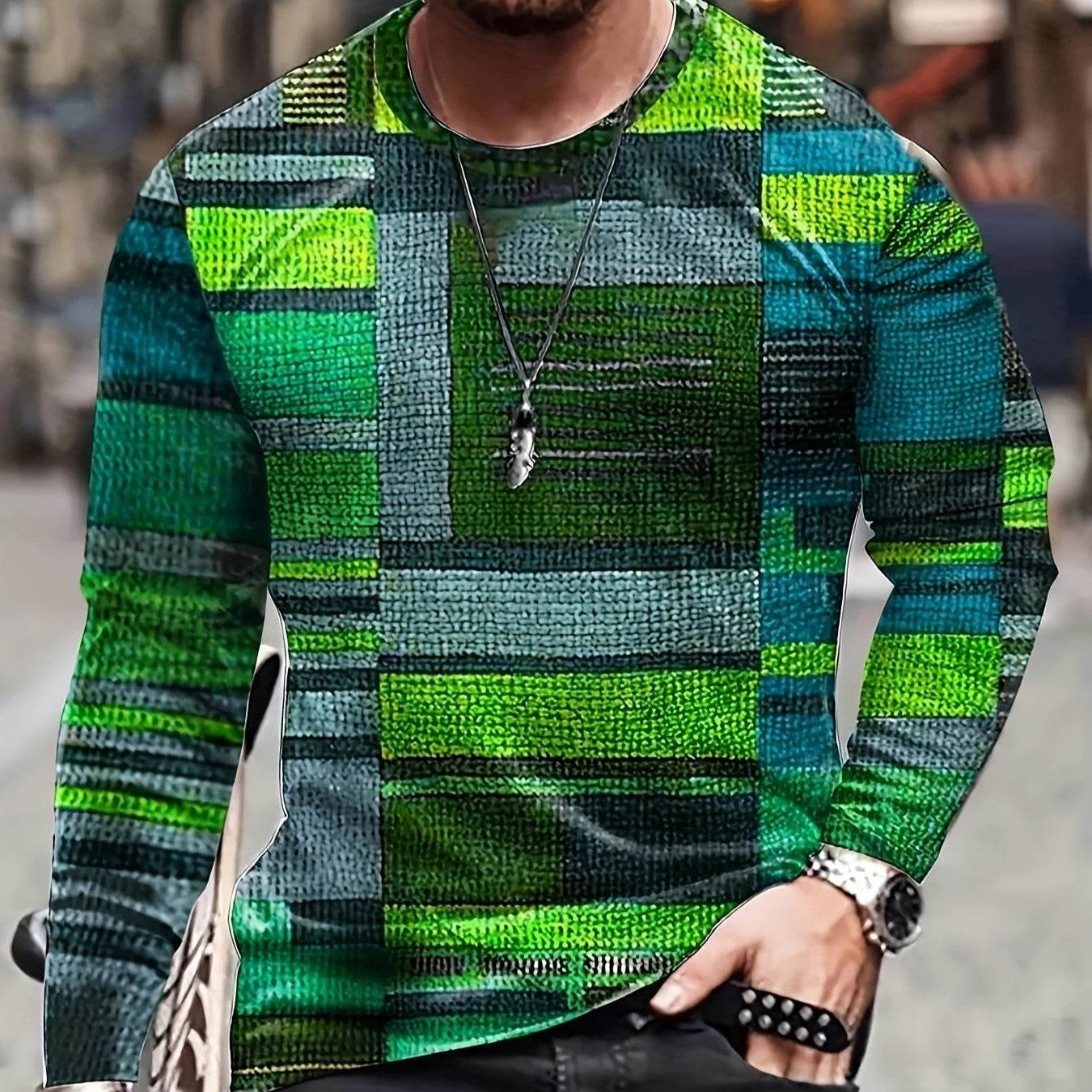Design Trend Men's 3D Digital Printed Top - Long Sleeve, Slim Fit Style - Buy Center US