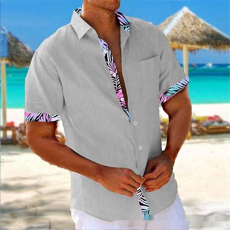 Buycenter Men's Beach Striped Casual Shirt - Loose Fit, Cartoon Design - Buy Center US