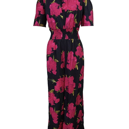 Ladies' One Shoulder Floral Print Jumpsuit - Waist Cinching Casual Style - Buy Center US