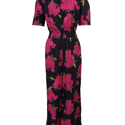 Ladies' One Shoulder Floral Print Jumpsuit - Waist Cinching Casual Style - Buy Center US