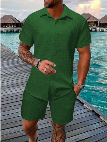 Buycenter Summer Jacquard Suit - Casual Black & White Shorts Set - Buy Center US