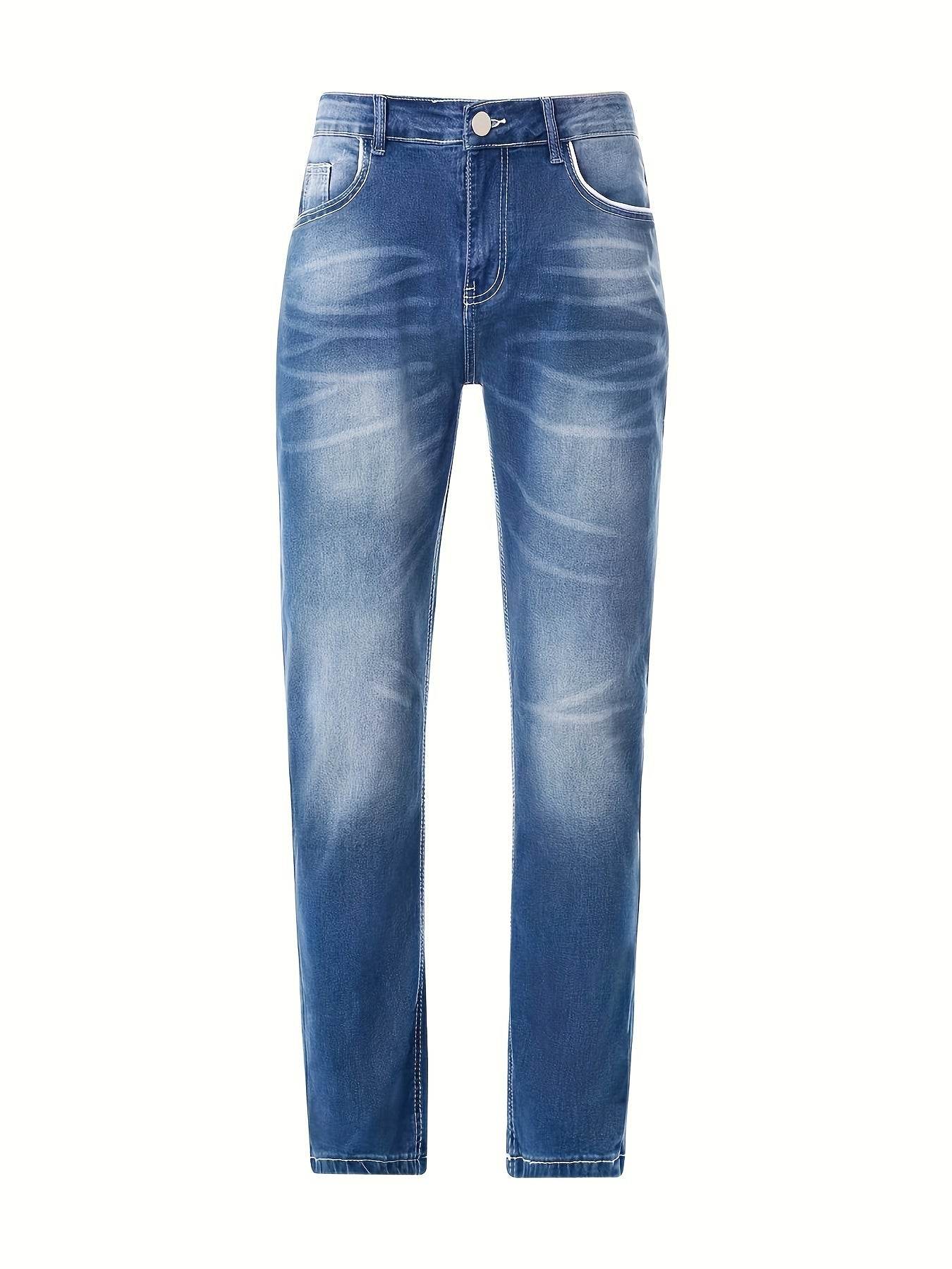 Men's Distressed Skinny Jeans - Medium Stretch Denim Pants for Casual Style - Buy Center US