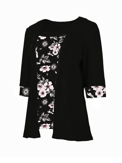 Women's Printed Two-Piece Half Sleeve T-Shirt - Stylish Comfort Top - Buy Center US