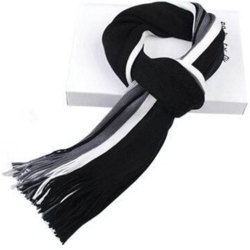 Buycenter Men's Striped Scarf - Korean Style, Medium Length, Warm - Buy Center US