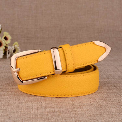 Women's Alloy Buckle Pant Belt - Stylish Imitation Leather in Multiple Colors - Buy Center US