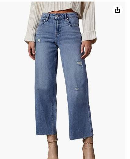Women's High Waisted Loose Jeans - Comfortable Fit in Sizes 6-18 - Buy Center US