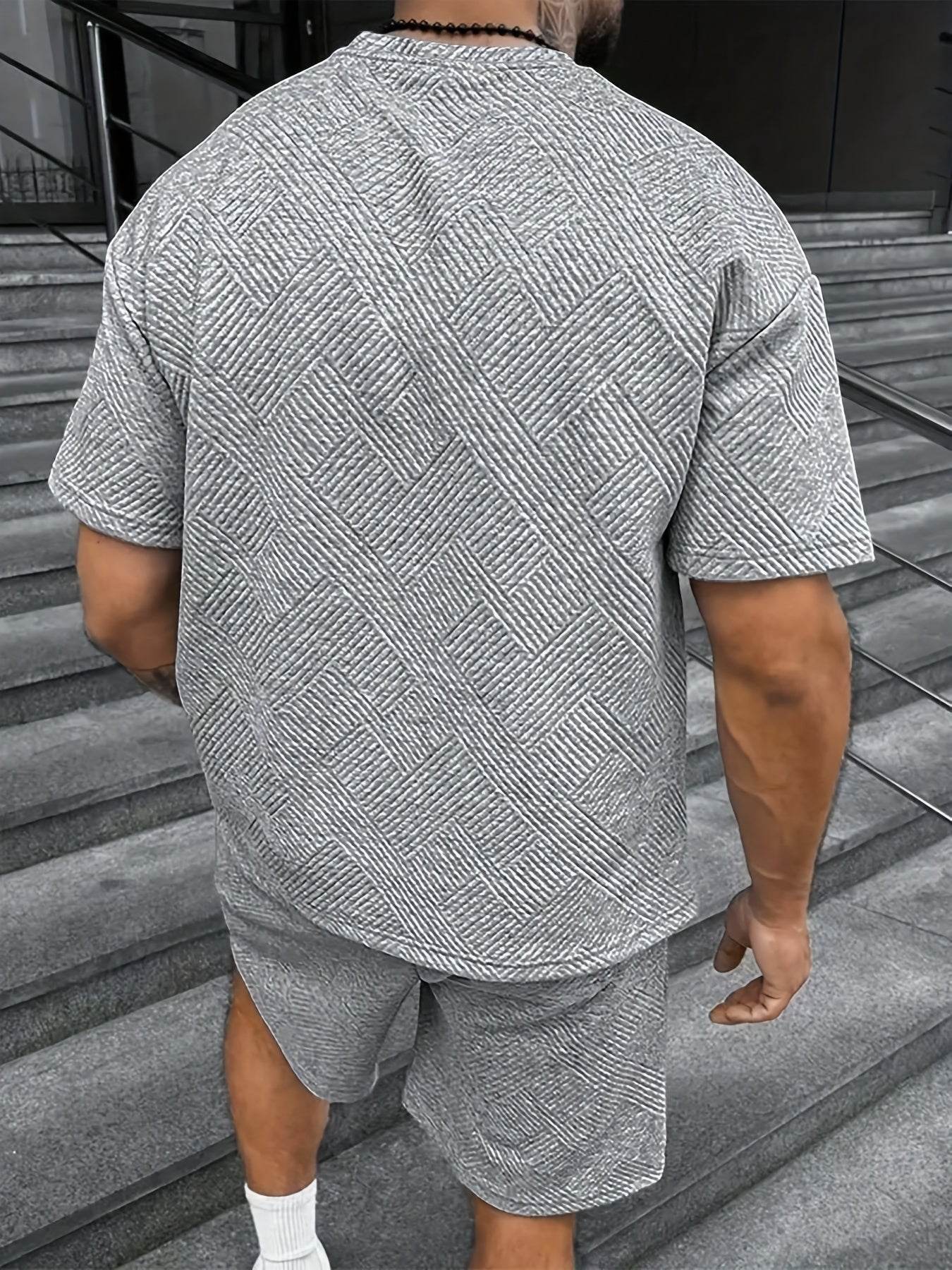 Men’s Vintage Two-Piece Set - Loose-Fit T-Shirt & Drawstring Shorts - Buy Center US