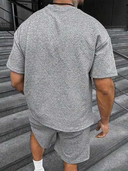 Men’s Vintage Two-Piece Set - Loose-Fit T-Shirt & Drawstring Shorts - Buy Center US