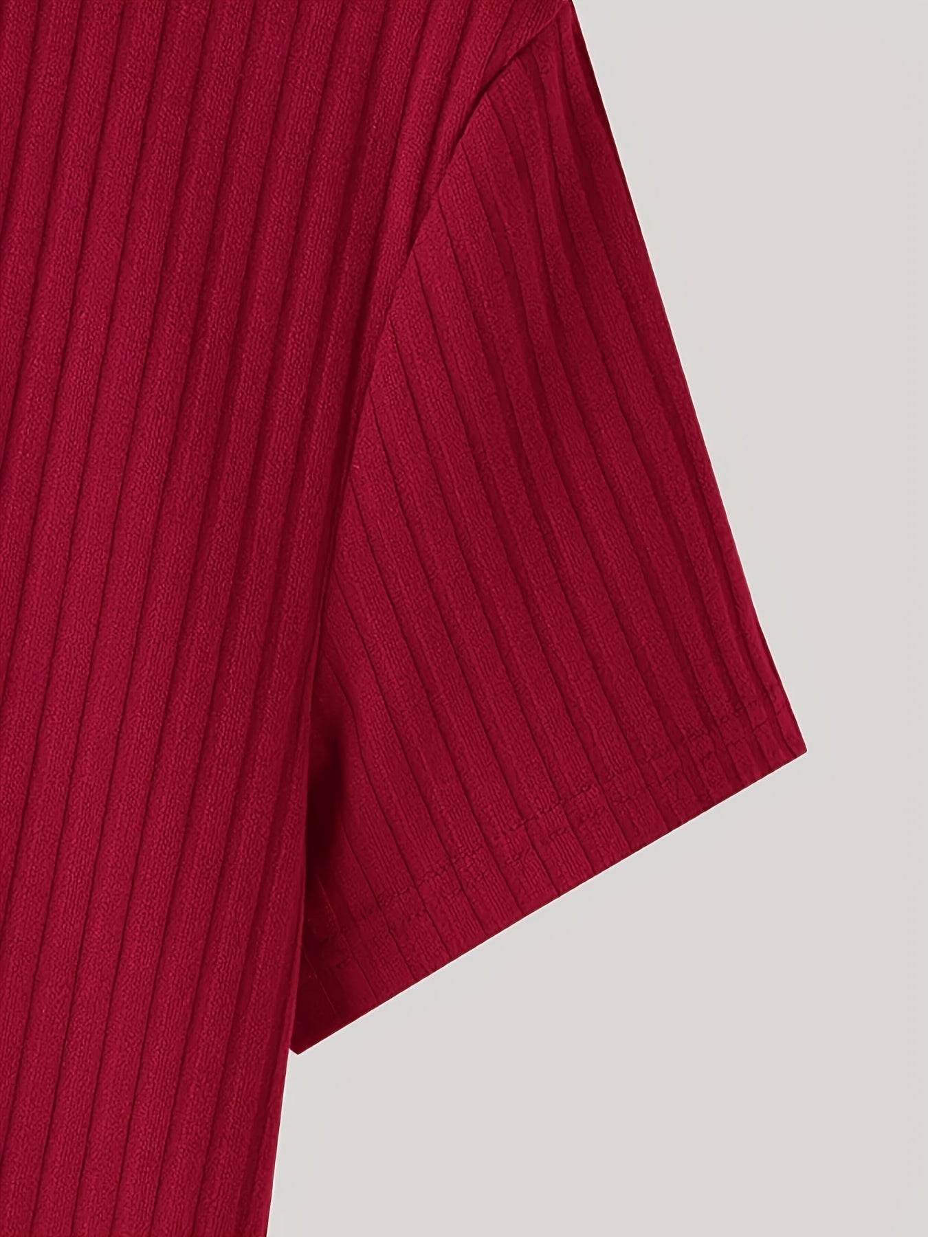 Men's Red V-Neck Striped Athletic Shirt - Slim Fit Short Sleeve Top - Buy Center US